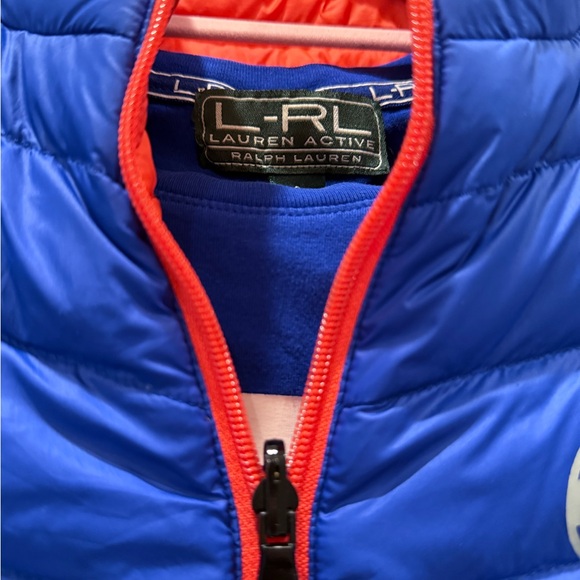 Ralph Lauren Kids Puffer Jacket in Blue with Orange Trim - Picture 2 of 7